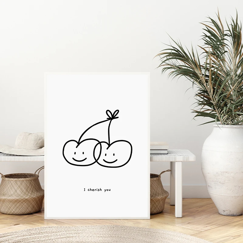 귀여운 한국 스타일 만화 미니멀리스트 포스터 및 프린트 - Korean Arts And Lifestyle 리뷰 및 가격