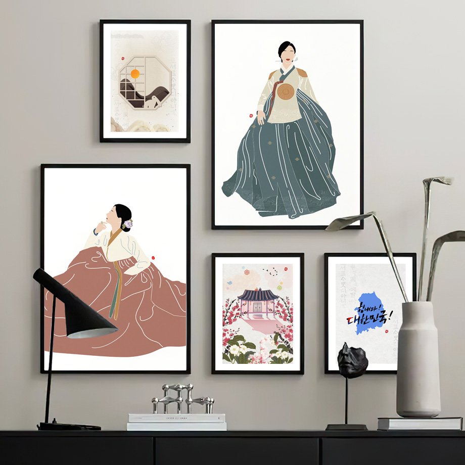 한국 스타일 Boho 한복 소녀 아시아 벽 예술 미학  - Korean Arts And Lifestyle 리뷰 및 가격